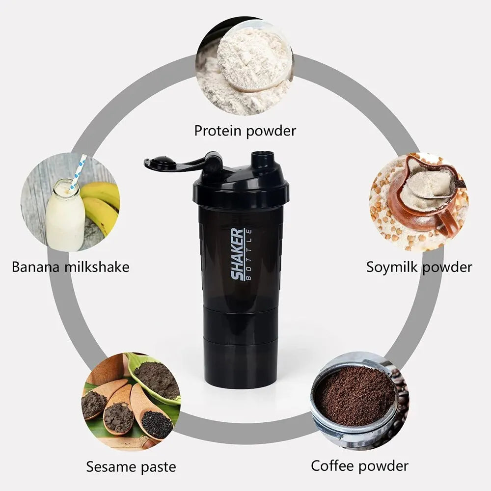 3-in-1 Protein Shaker Bottle – Mix, Store & Carry Supplements Easily