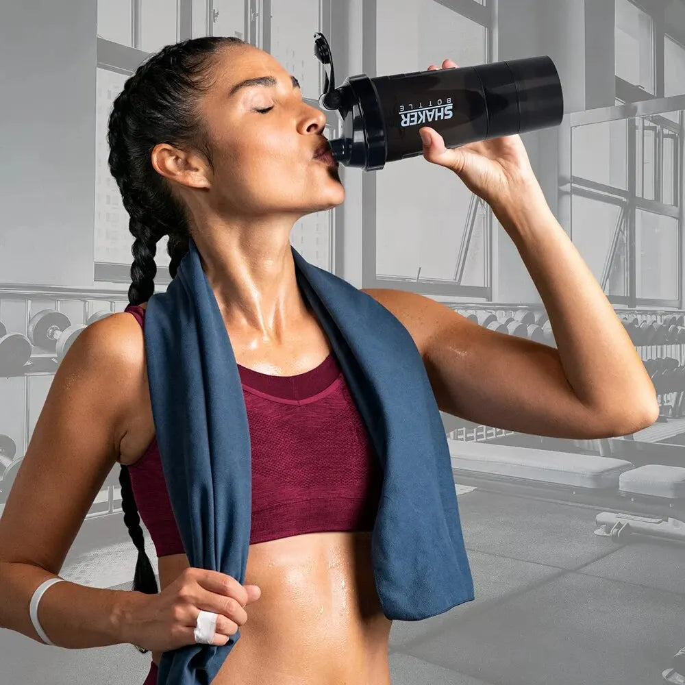 3-in-1 Protein Shaker Bottle – Mix, Store & Carry Supplements Easily