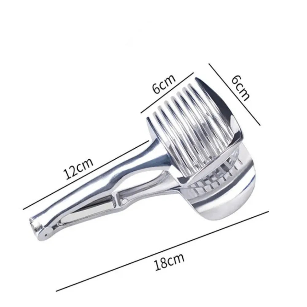 Stainless Steel Fruit & Vegetable Slicer – Safe Lemon, Tomato & Onion Cutter