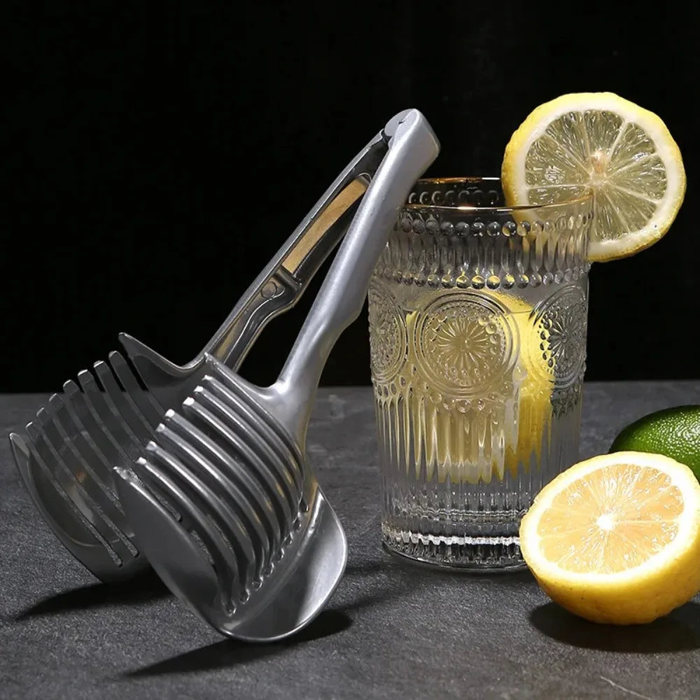 Stainless Steel Fruit & Vegetable Slicer – Safe Lemon, Tomato & Onion Cutter