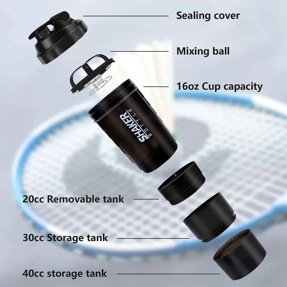 3-in-1 Protein Shaker Bottle – Mix, Store & Carry Supplements Easily