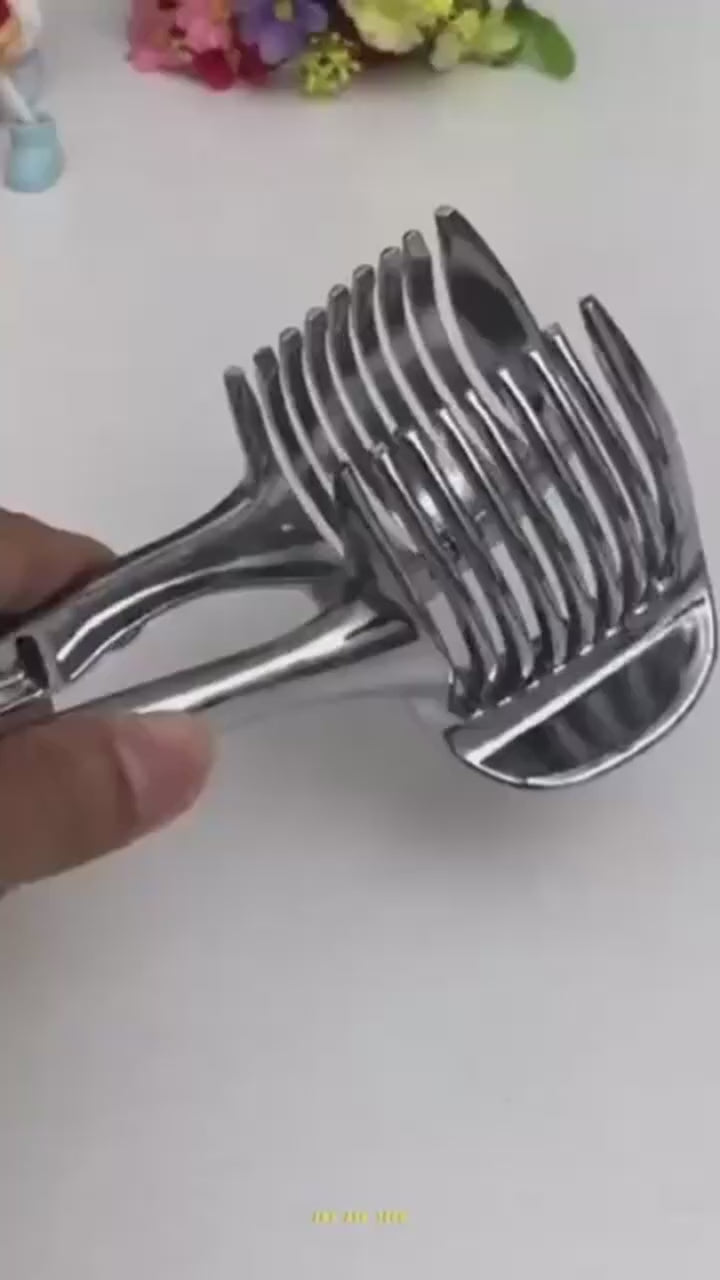 Stainless Steel Fruit & Vegetable Slicer – Safe Lemon, Tomato & Onion Cutter